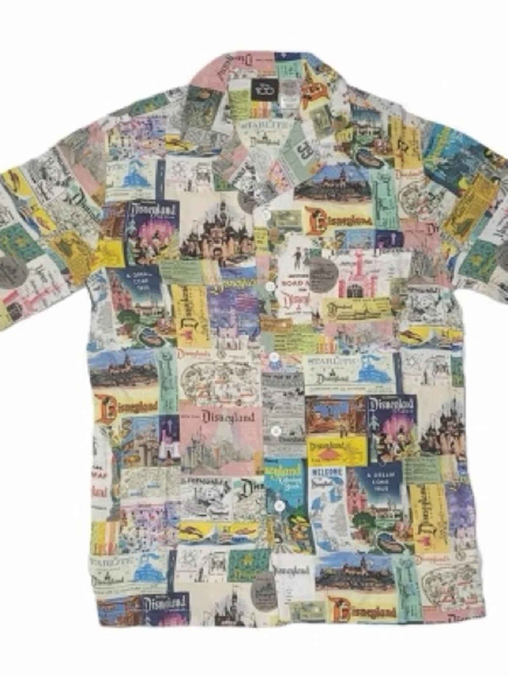 Disney Multi-Color Ticket Collage Short-Sleeve Button-Down Shirt